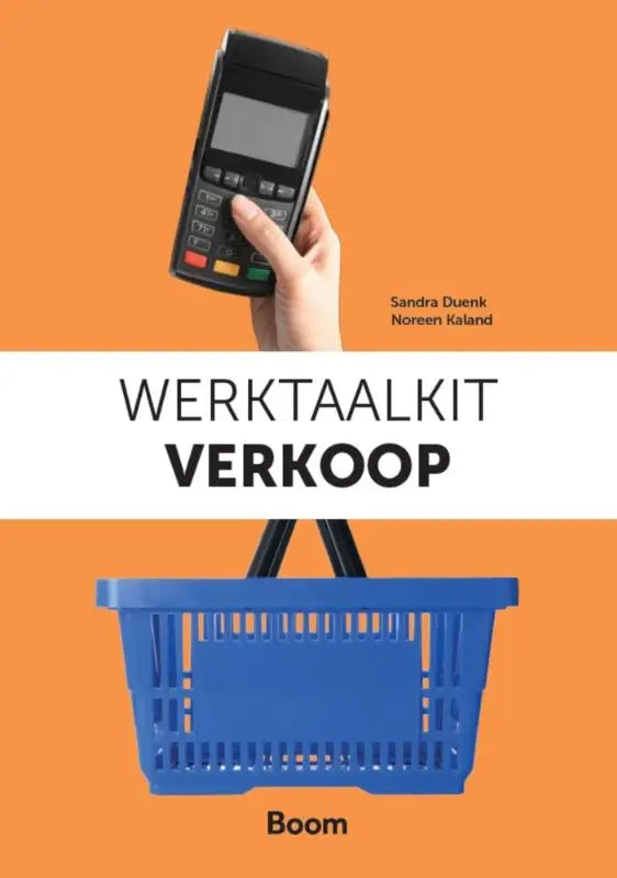 Zwart kunststof betaalterminal met scherm en toetsenbord in hand voor werktaalkit verkoop gebruik