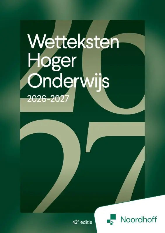 Donkergroene wetteksten hoger onderwijs 2026-2027 met witte tekst en grote beige 27 op de omslag