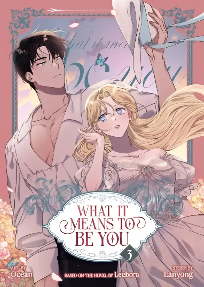 De cover van de manga what it means to be you vol 3 toont twee karakters in zachte roze en lavendel tinten met bloemmotieven