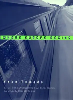 De boekcover van where europe begins stories toont een modern ontwerp met groene titel op donkerblauwe achtergrond