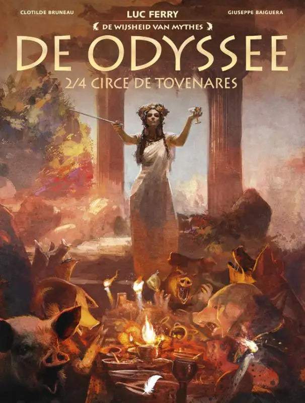 De cover van de opgenomen strips algemeen graphic novel de odyssee door uitgeverij daedalus met vrouw in witte gewaden