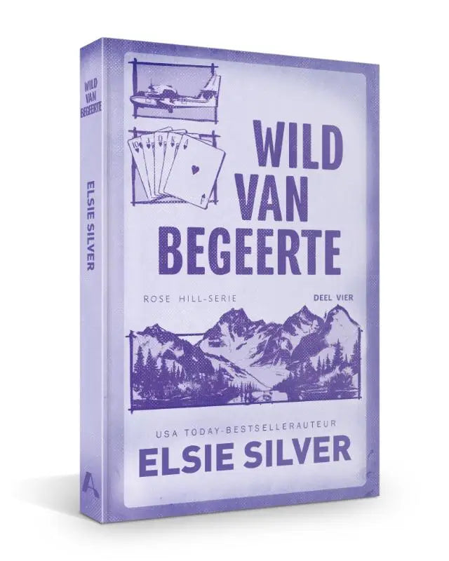 Purple hardcover book wild van begeerte by elsie silver with plane cards and mountains illustration small-town romance