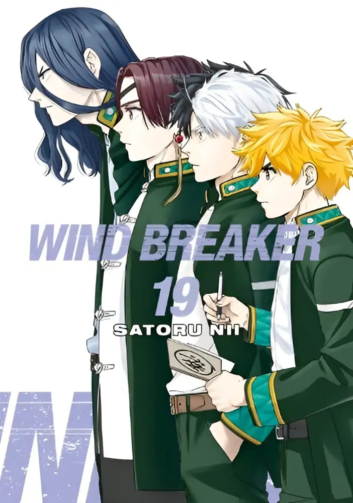 De cover van volume 19 van wind breaker door satoru nii toont vier animepersonages in groene en witte uniformen met gekleurd haar