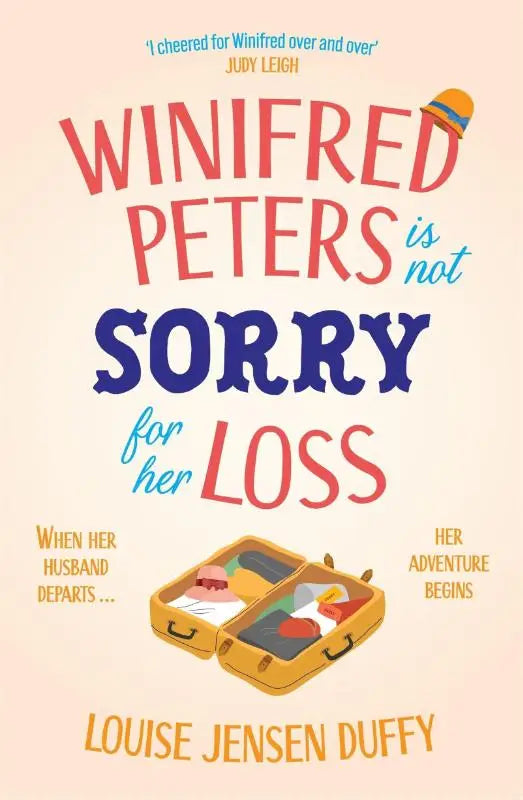 Gele geïllustreerde koffer open met ingepakte spullen voorwinifred peters is not sorry for her loss boek