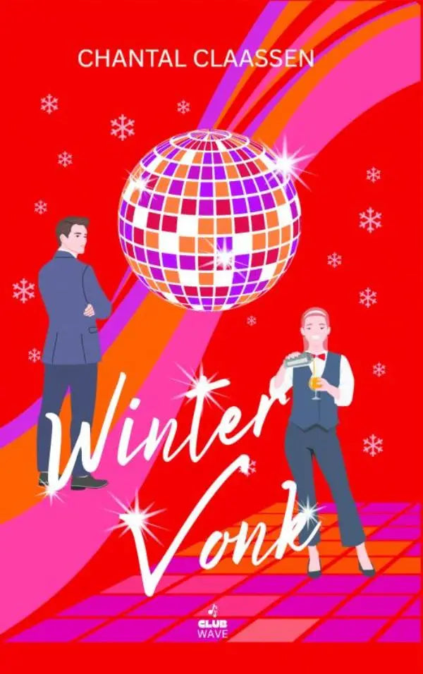 Wintervonk disco bal met een levendige mozaïek van paarse en oranje reflecterende tegels