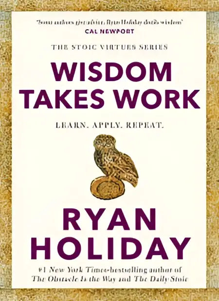 The instant new york times bestseller wisdom takes work book cover with gold-foiled owl on acorn and purple text