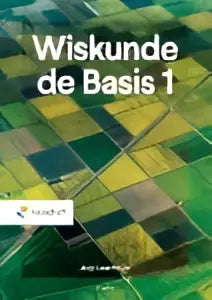 De voorkant van wiskunde de basis 1 toont een groengele textuur met witte tekst jaap grasmeijer hoger onderwijs informatica hoger onderwijs