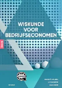 De cover van het boek wiskunde voor bedrijfs-economie door herbert hamers en john kleppe toont een modern blauw-wit geometrisch ontwerp voor hoger onderwijs