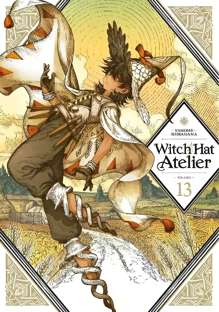 De cover van witch hat atelier volume 13 toont een geillustreerd personage in een gedetailleerde fantasy outfit met complexe patronen
