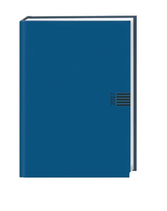 Diepblauwe hardcover terminkalender mit wochenkalender 2027 met minimale zwarte strepen op de rug