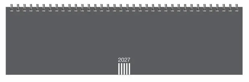 Minimalistische anthrazitfarbene tischquerkalender zum umklappen mit spirale für 2027 mit übersichtlichem wochenplan