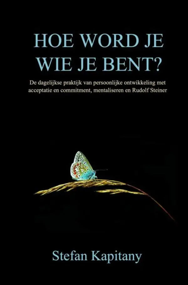 Een delicate blauwe en oranje vlinder op een gouden tarwestengel bij dagelijkse praktijk voor persoonlijke ontwikkeling volgens rudolf steiner