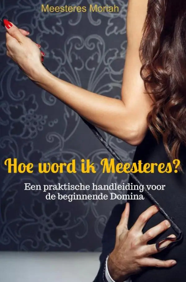 Zwart leren zweep met glanzende afwerking en donkerbruine handgreep in praktische handleiding voor beginnende domina