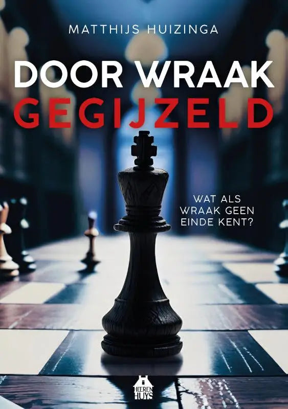 Glanzend zwart schaakkoningstuk op een dambord voor het product door wraak gegijzeld wat als wraak geen einde kent