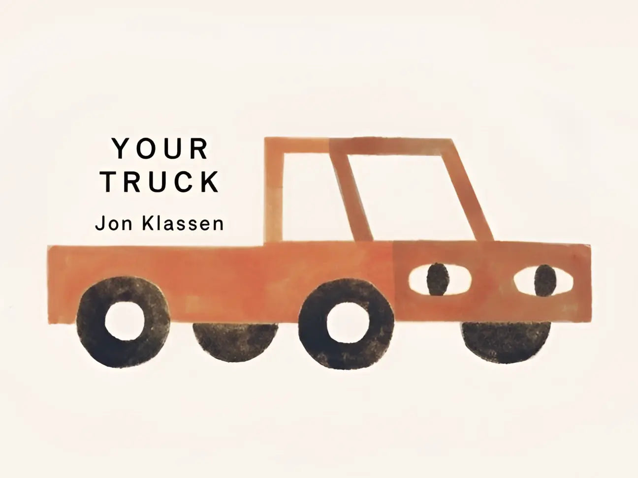 Stijlvolle eerste kartonnen boek your truck met oranje geïllustreerde truck en zwarte wielen voor baby’s 0–3 jaar
