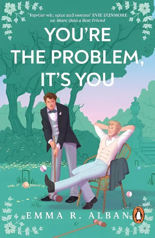 De boekcover van you’re the problem het is you door emma r toont de titel in zwart op een eenvoudige witte achtergrond