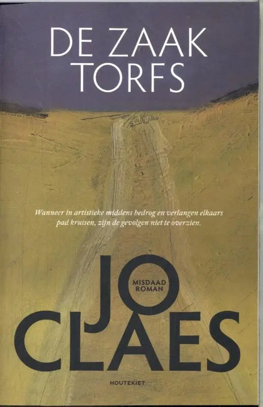 De zaak torfs boekcover met witte serif titel en jo claes auteur op donkerpaars achtergrond
