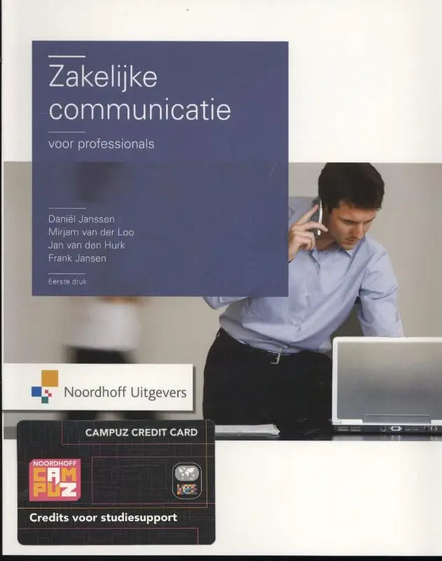 Boek zakelijke communicatie voor professionals met blauw omslag door daniël janssen en frank jansen