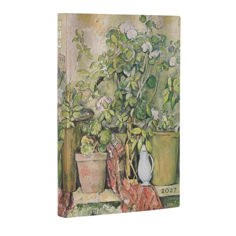 12-Monatskalender 2027 Cezannes Terrakotta-Töpfe und Blumen Midi Tagesüberblick