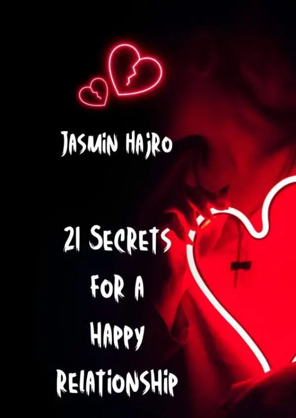 Rood neon hartvormig licht met gebroken hart ontwerp voor het boek 21 secrets for een happy relationship