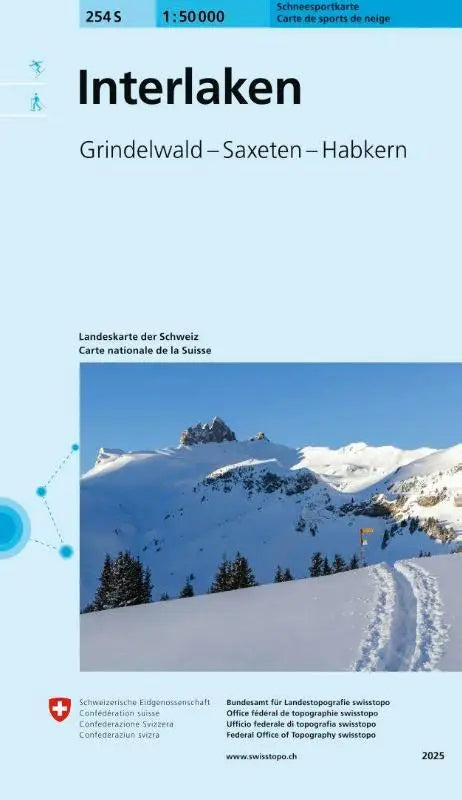 Lichtblauwe 254s interlaken schneesportkarte van grindelwald saxeten habkern uitgegeven door zwitserse topografie