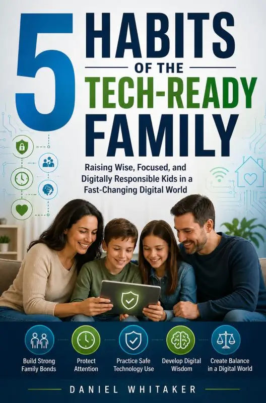 Het boek 5 habits of the tech-ready family van daniel whitaker over het opvoeden van digitaal verantwoordzame kinderen