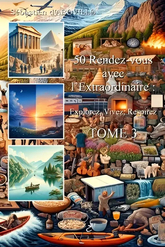 De cover van 50 rendez-vous avec l’extraordinaire tome 3 toont een kleurrijke collage met diverse culturele en landschapbeelden