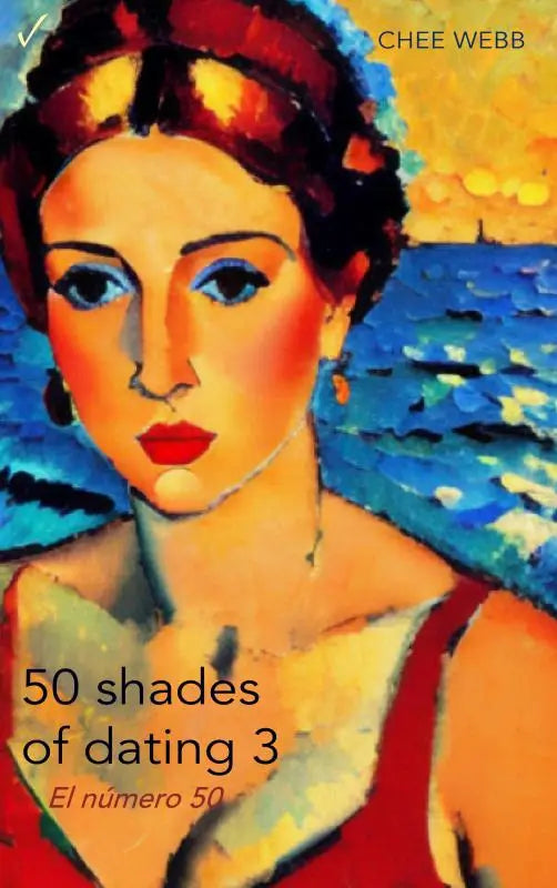 Een levendige stijlgeschilderde vrouw met rood haar en blauwe ogen op de voorkant van 50 shades of dating 3 - el número 50