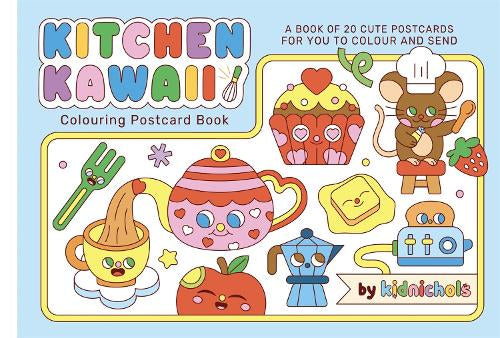 Kitchen Kawaii Colouring Postcard Book - 20 cute postcards for you to colour and send