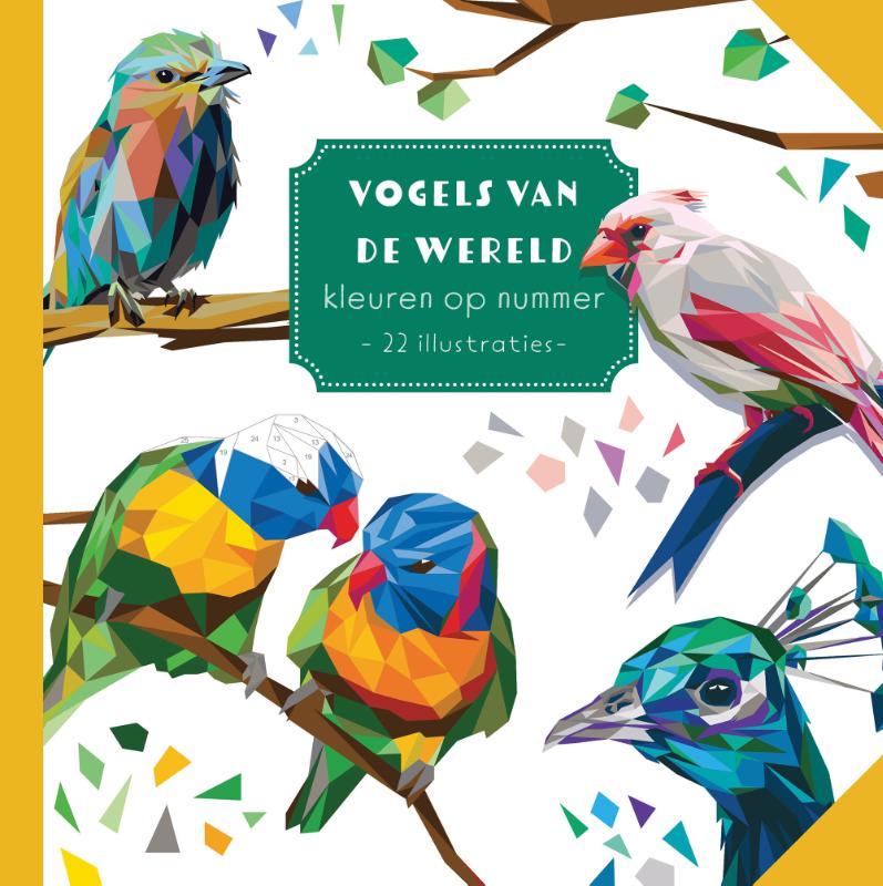 Vogels van de wereld - Kleuren op nummer - 22 illustraties