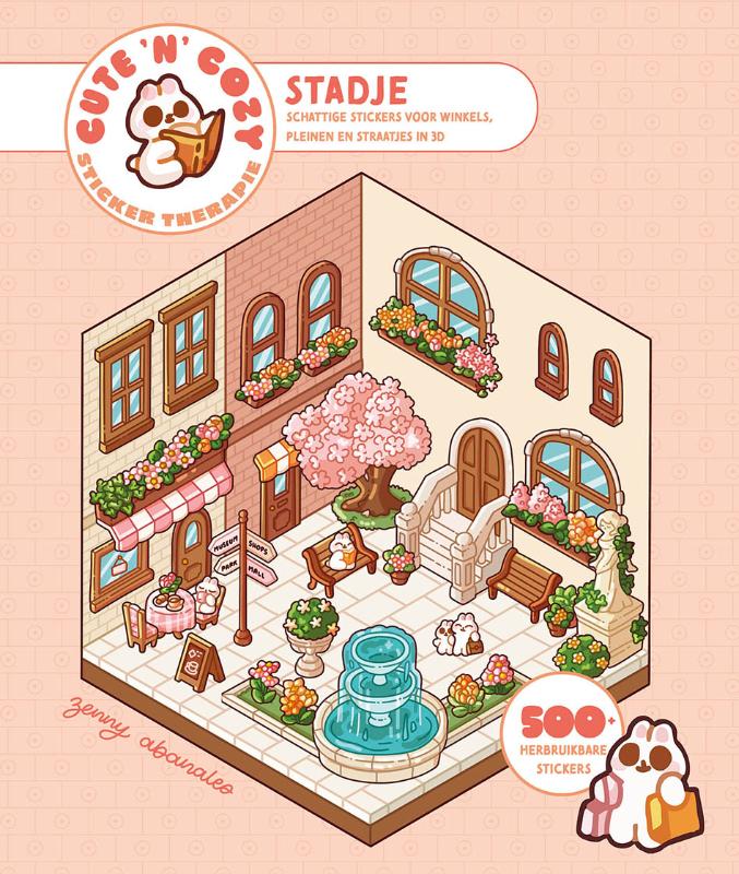 Cute 'n' Cozy Sticker Therapie Stadje - Schattige stickers voor winkels, pleinen en straatjes in 3D