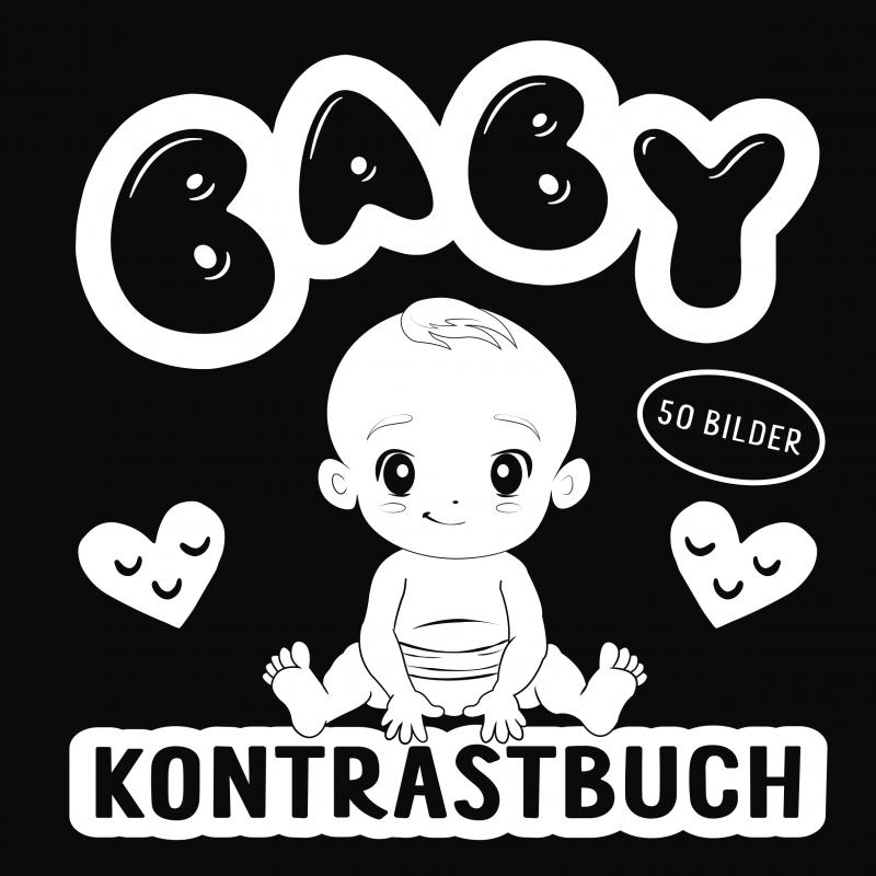 Kontrastbuch Baby - Schwarz Weiß Buch mit 50 niedlichen Bildern - Ein Baby Buch ab 0 Monate für die spielerische Förderung des Sehvermögens für Neugeborene - Perfektes Geschenk zur Geburt