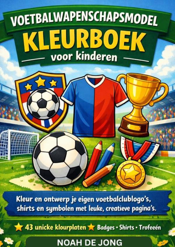 VOETBALWAPENSCHAPSMODEL KLEURBOEK voor kinderen - Kleur en ontwerp je eigen voetbalclublogo's, shirts en symbolen met leuke, creatieve pagina's