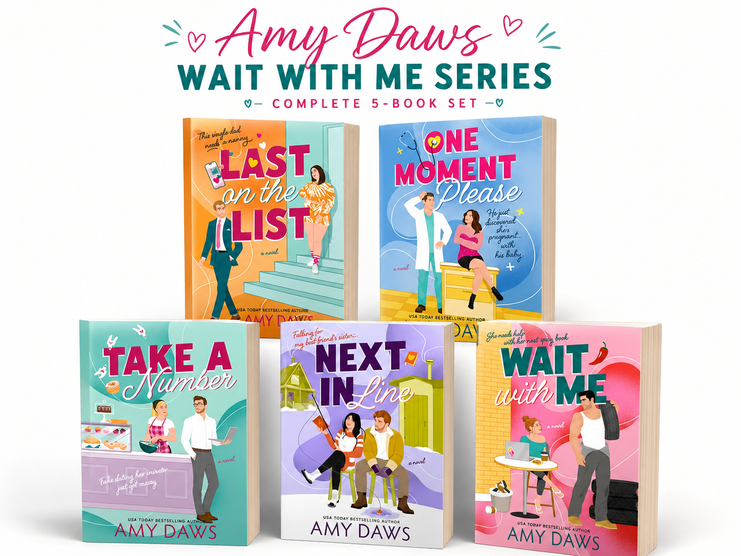Amy Daws Wait With Me serie complete 5-delige boekenset