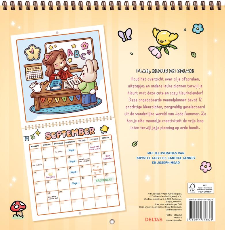 Cute & Cozy Kalender om in te kleuren - Jade Summer