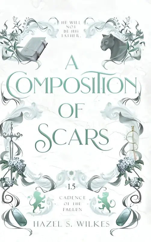De boekomslag van a composition of scars door hazel s met donkere achtergrond en lichte tekst voor literair gebruik