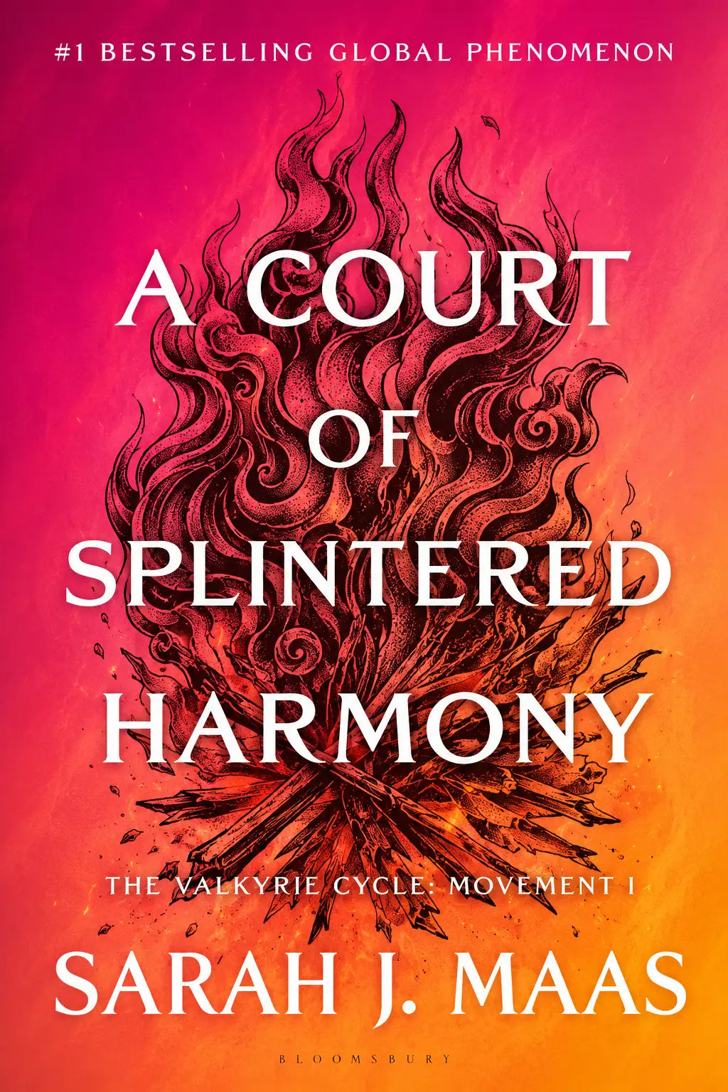 De boekcover van a court of splintered harmony door sarah j. maas toont thorns and roses in het zesde deel van fae courts