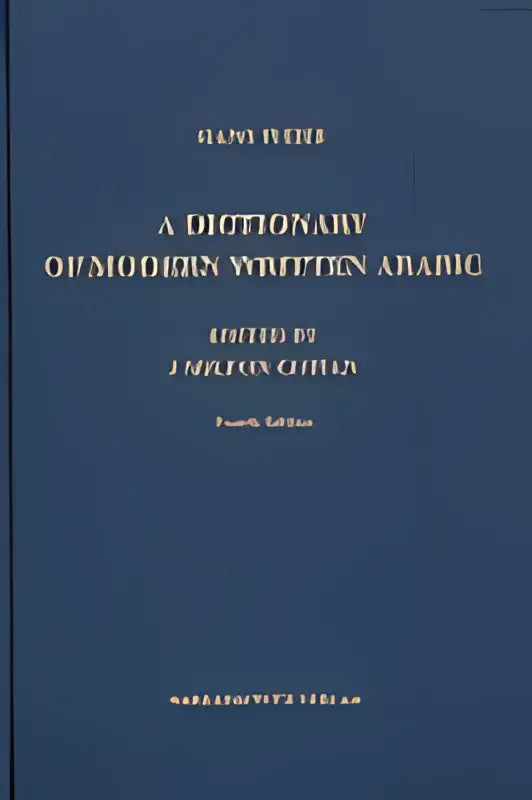 Blauw hardcover woordenboek modern geschreven arabisch met gouden letters op de kaft voor taalstudie