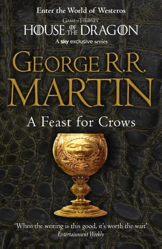 Gouden rijk versierde kelk met ingewikkeld reliëf en patronen bij a feast for crows boek 4 ice and fire