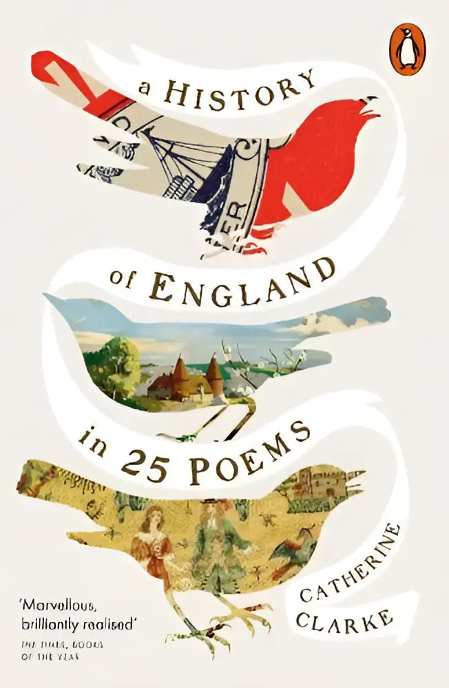 The history of england in 25 poems features a striking red bird and english landscapes in historische non-fictie by catherine clarke