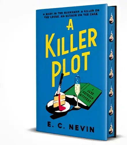 Een levendig blauw hardcoverboek getiteld a killer plot door e in een gesigneerde editie van e c nevin