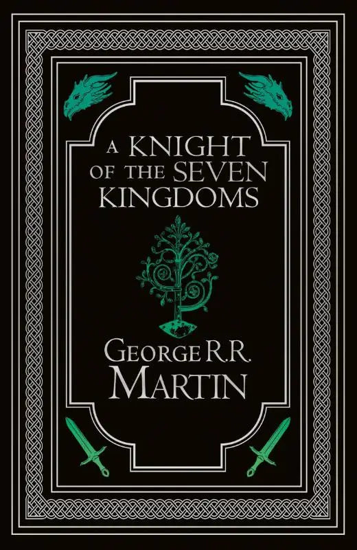 Zwarte hardcover verzameluitgave van a knight of the seven kingdoms door george r r met zilveren en teal keltisch ontwerp