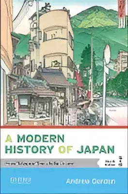 Hardcoverboek a modern history of japan van andrew gordon met illustratie van traditionele japanse architectuur en groen