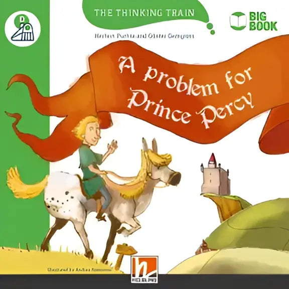 Vibrante oranje banner met witte cursieve tekst A problem for prince percy op A problem for prince percy big book