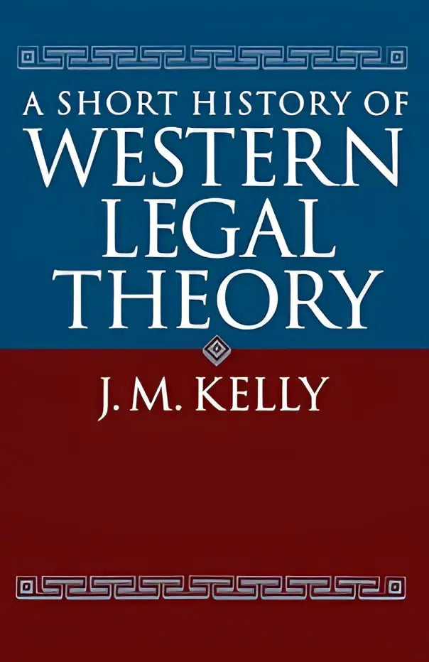 Een hardcover boek met een blauw en rood omslag over juridische theorie en politieke theorie in de pre-romeinse tijd