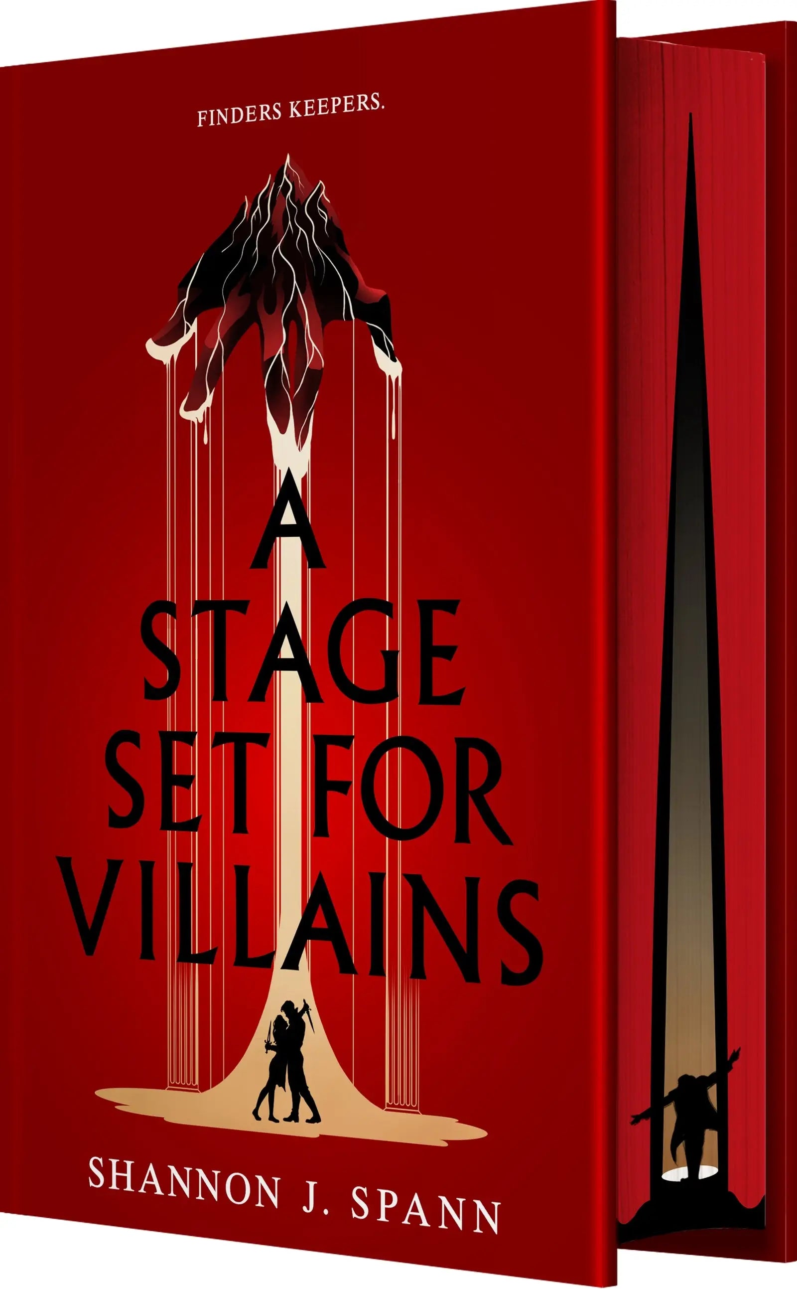 Rood hardback boek a stage set for villains van shannon j spann speciaal editie stage set for villains