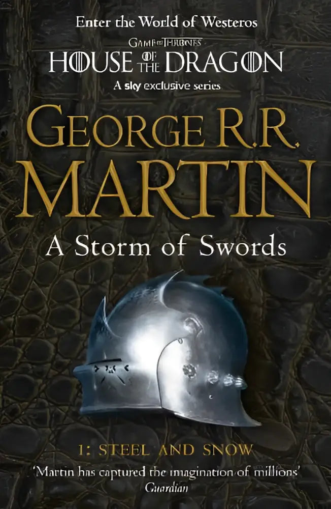 Een metallic zilverkleurige helm met een gestructureerd oppervlak en sierlijke details uit ice and fire book 3