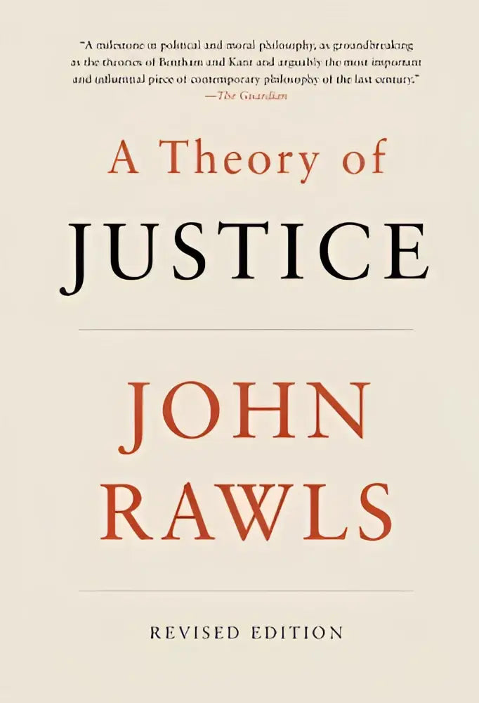 The revised edition of a theory of justice by john rawls features minimalist serif typography on an off-white background