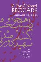 Een paarse boekomslag met sierlijke gouden kalligrafie en de titel a two-colored brocade van ann-marie schommer