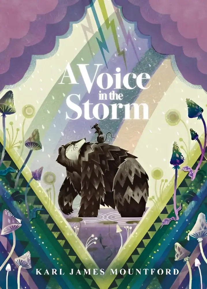 A voice in the storm kinderenboek met zwart-witte beer in kleurrijk landschap voor jonge lezers walker books